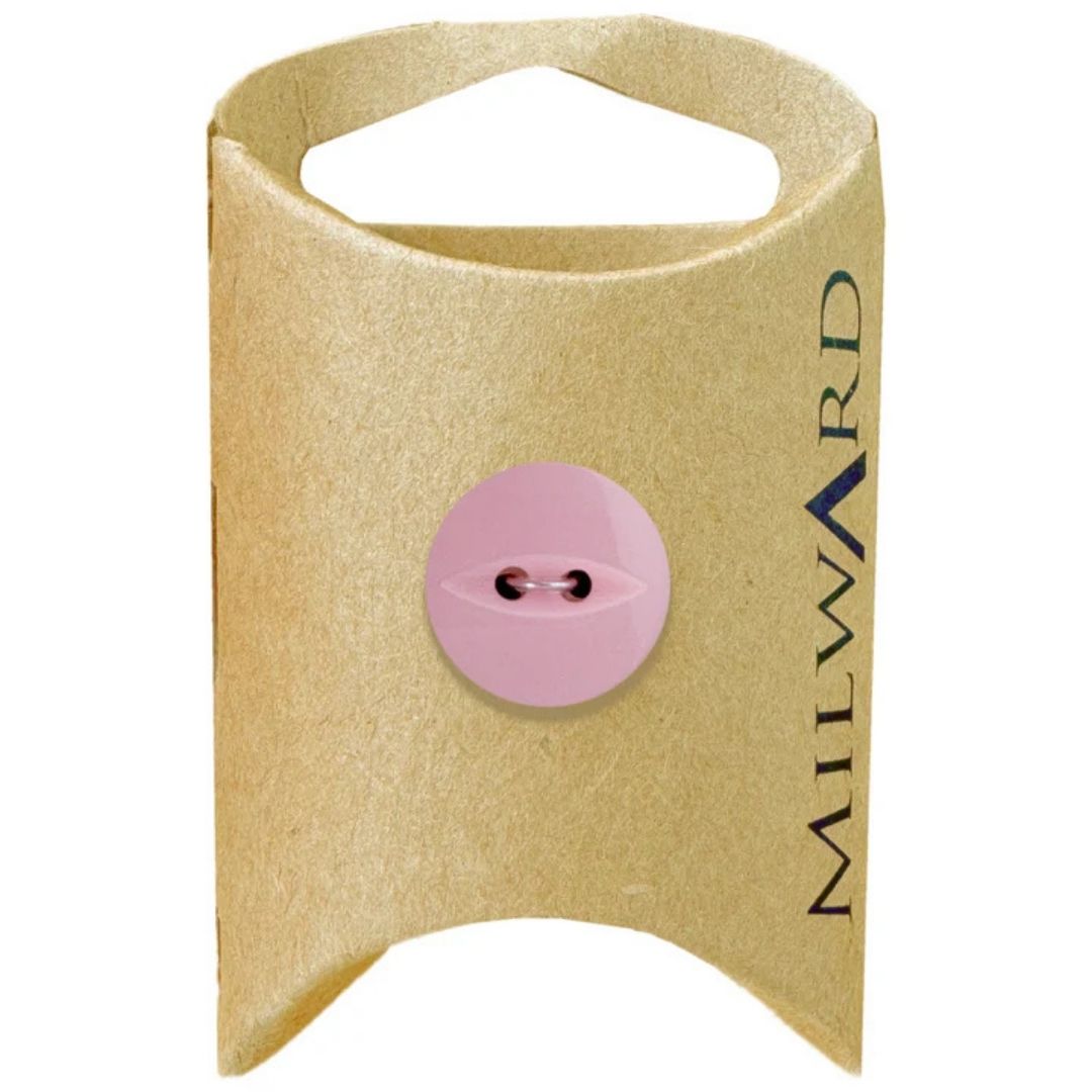 16mm Pink Poly 2-Hole Fisheye Buttons - 6 Pack