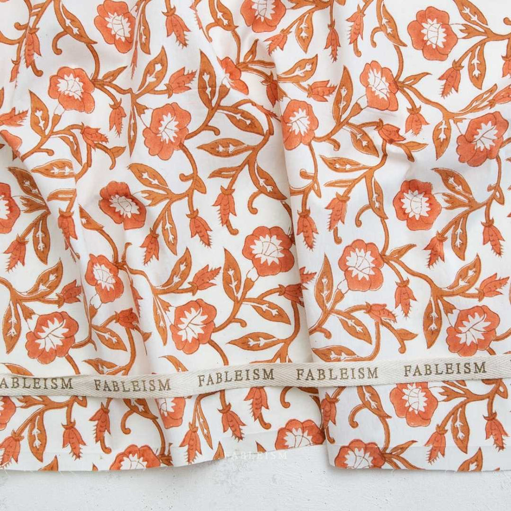 Fableism Indian Block Print - Trumpet Vines - Sienna