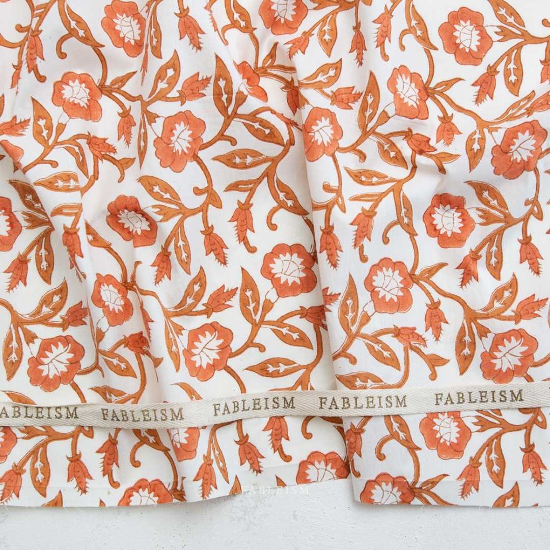 Fableism Indian Block Print - Trumpet Vines - Sienna