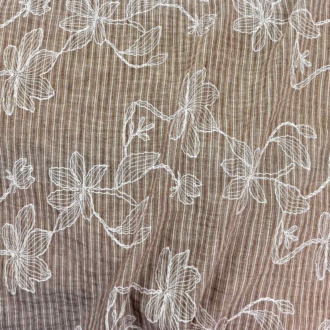 Seabreeze Stripe Embroidered - Sand/White