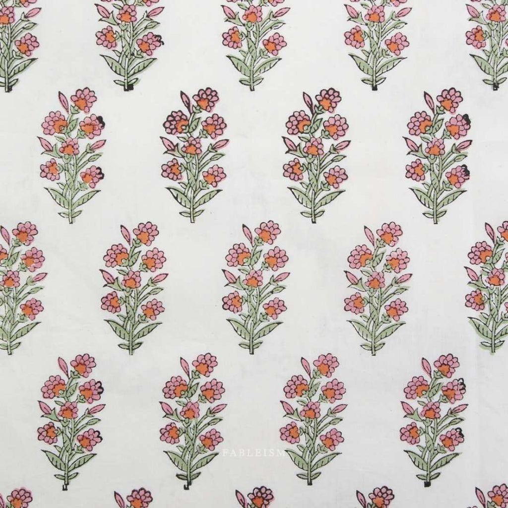 Fableism Indian Block Print - Wild Floral - Blushing