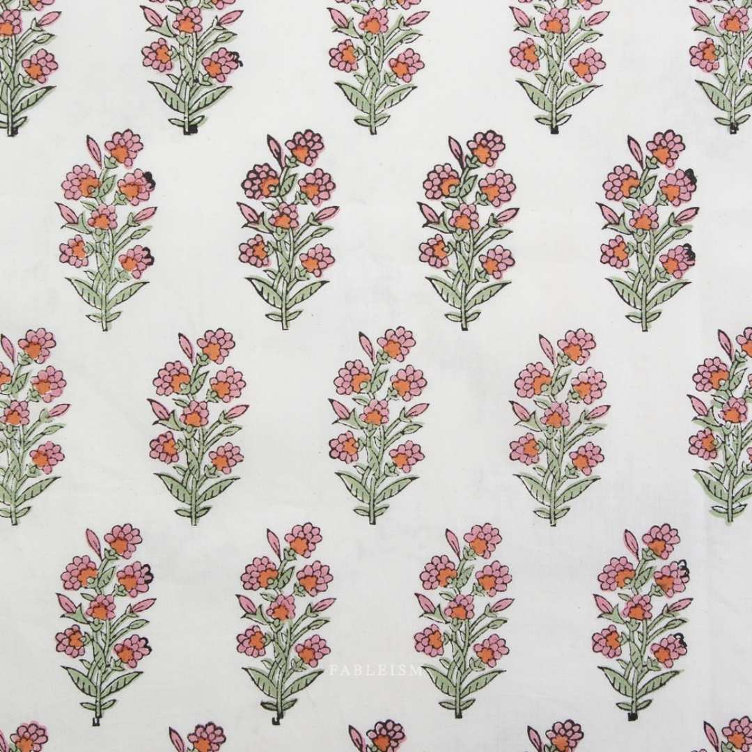 Fableism Indian Block Print - Wild Floral - Blushing