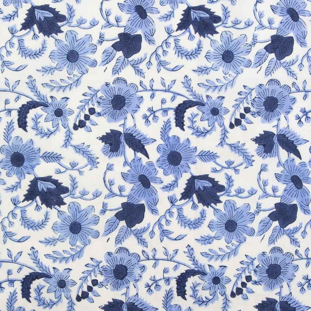 Fableism Indian Block Print - Country Floral - Blue