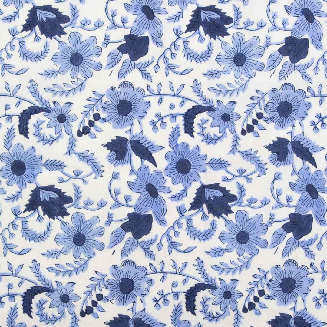 Fableism Indian Block Print - Country Floral - Blue