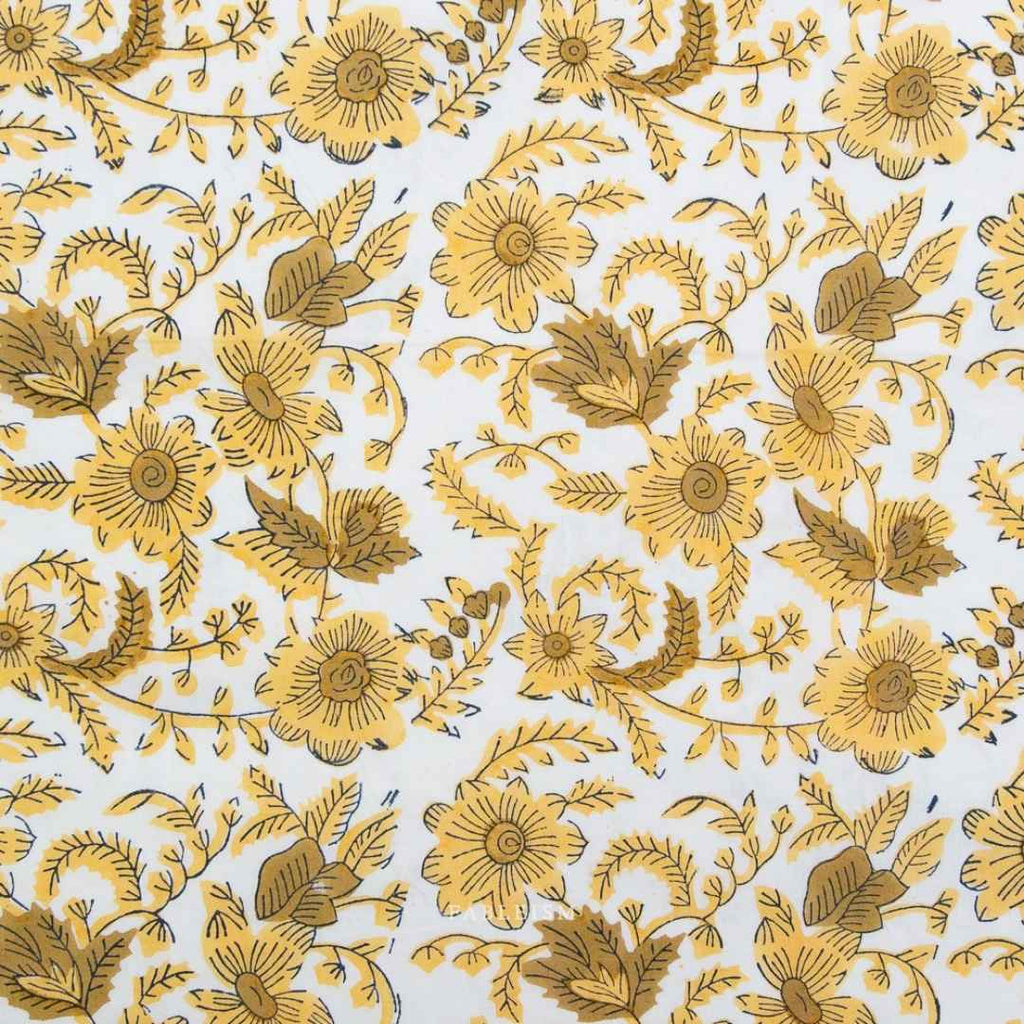Fableism Indian Block Print - Country Floral - Yellow