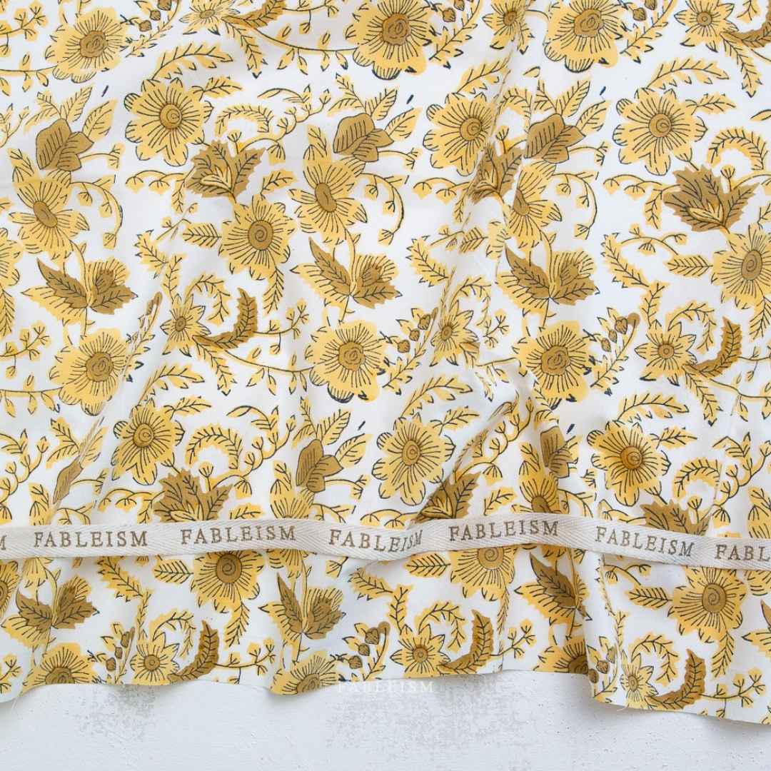 Fableism Indian Block Print - Country Floral - Yellow