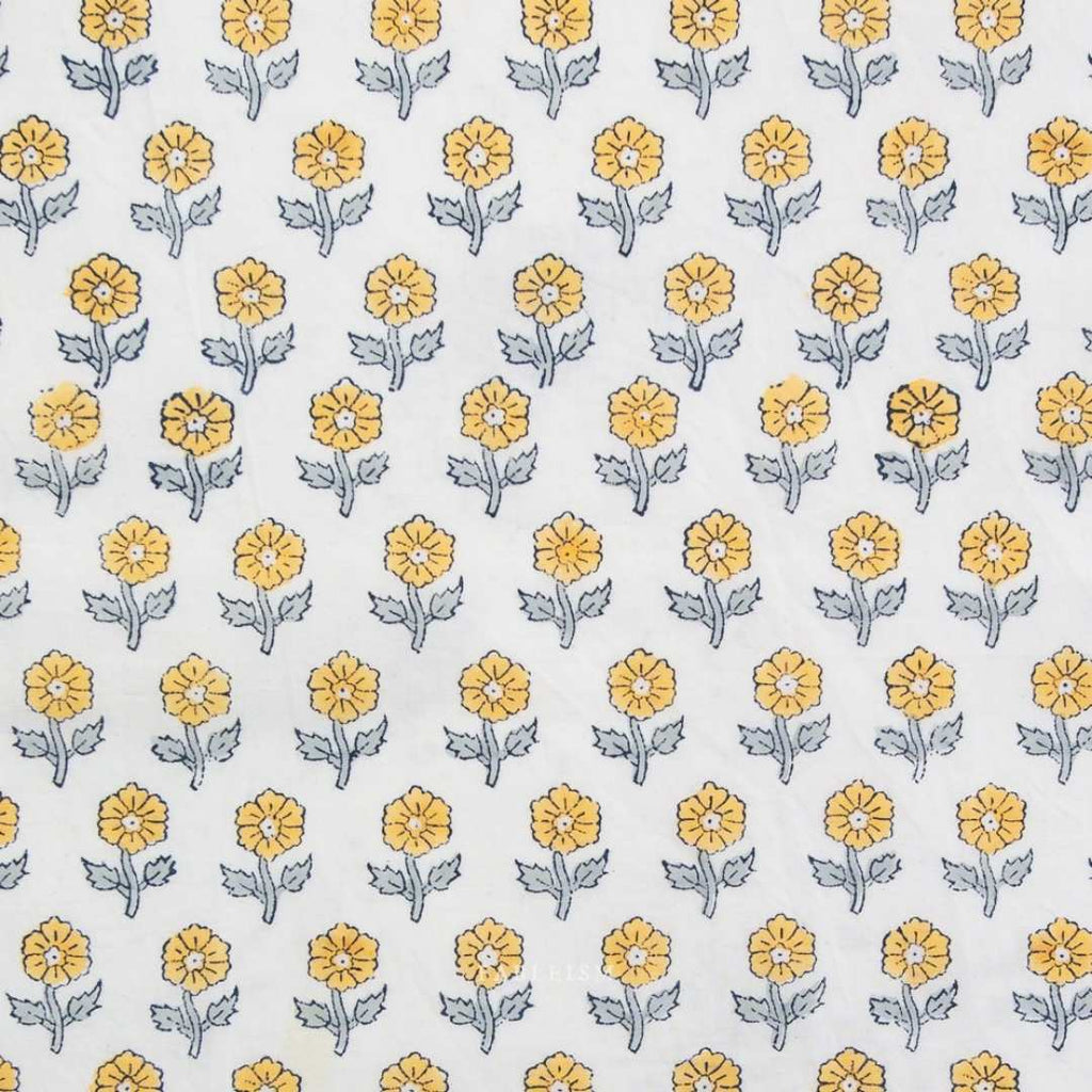 Fableism Indian Block Print - Flowerling - Yellow