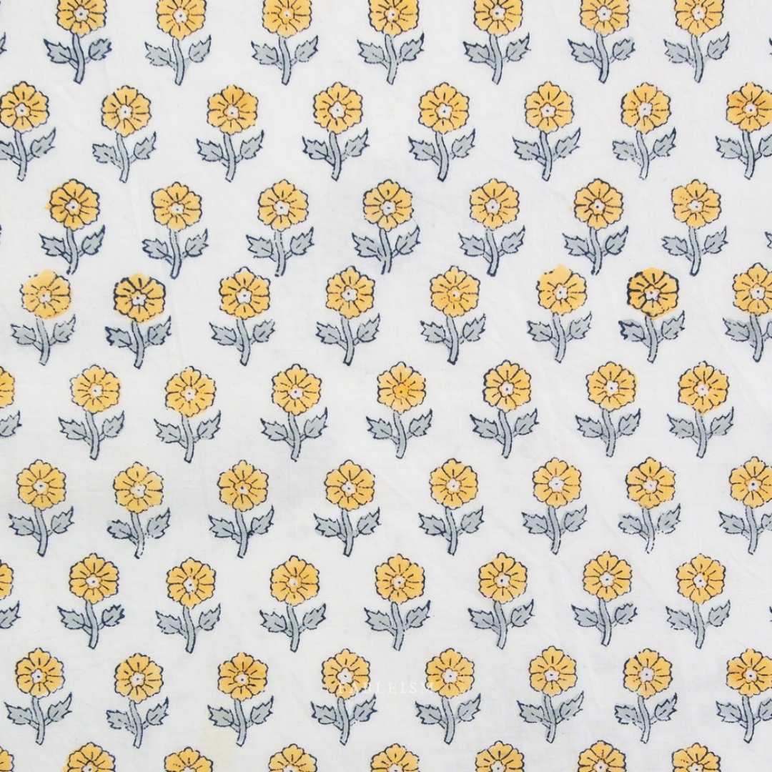 Fableism Indian Block Print - Flowerling - Yellow