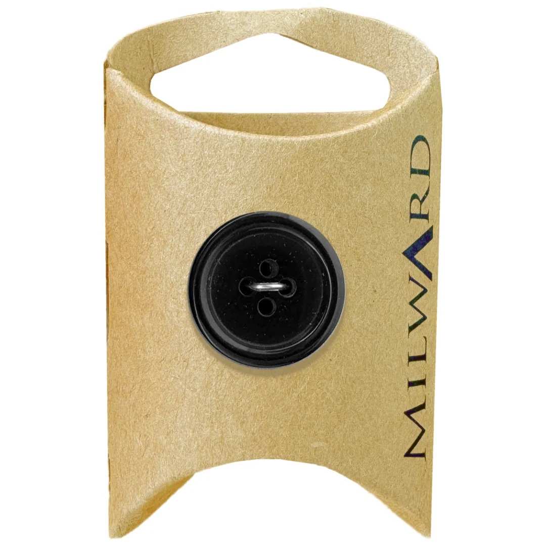20mm Poly Black 4-Hole Buttons - 6 Pack