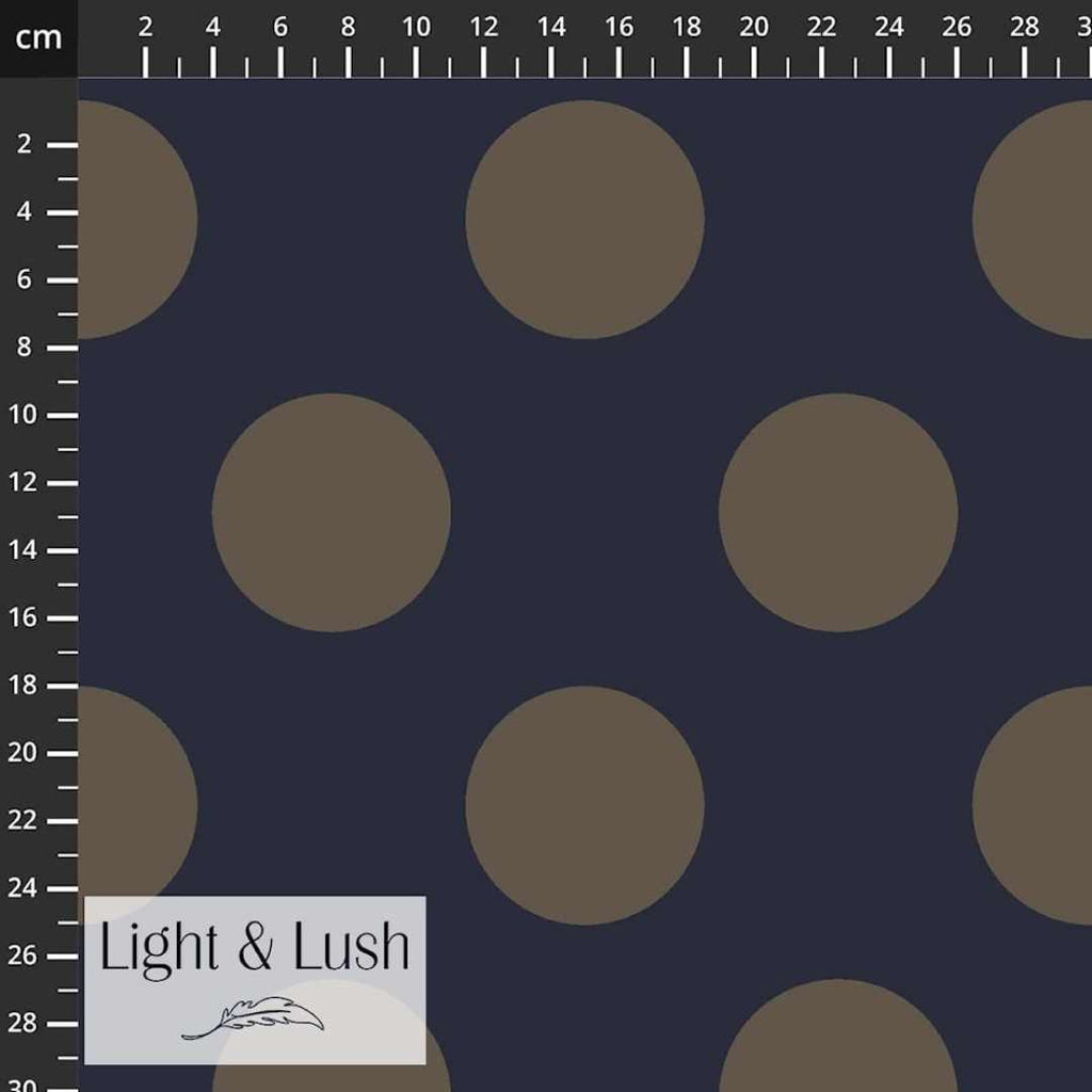 Light & Lush Viscose - Large Dot - Navy/Khaki