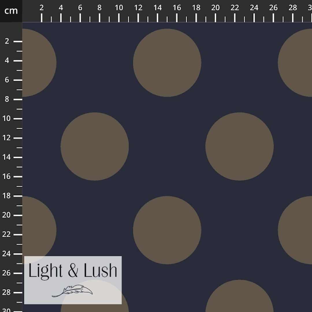 Light & Lush Viscose - Large Dot - Navy/Khaki