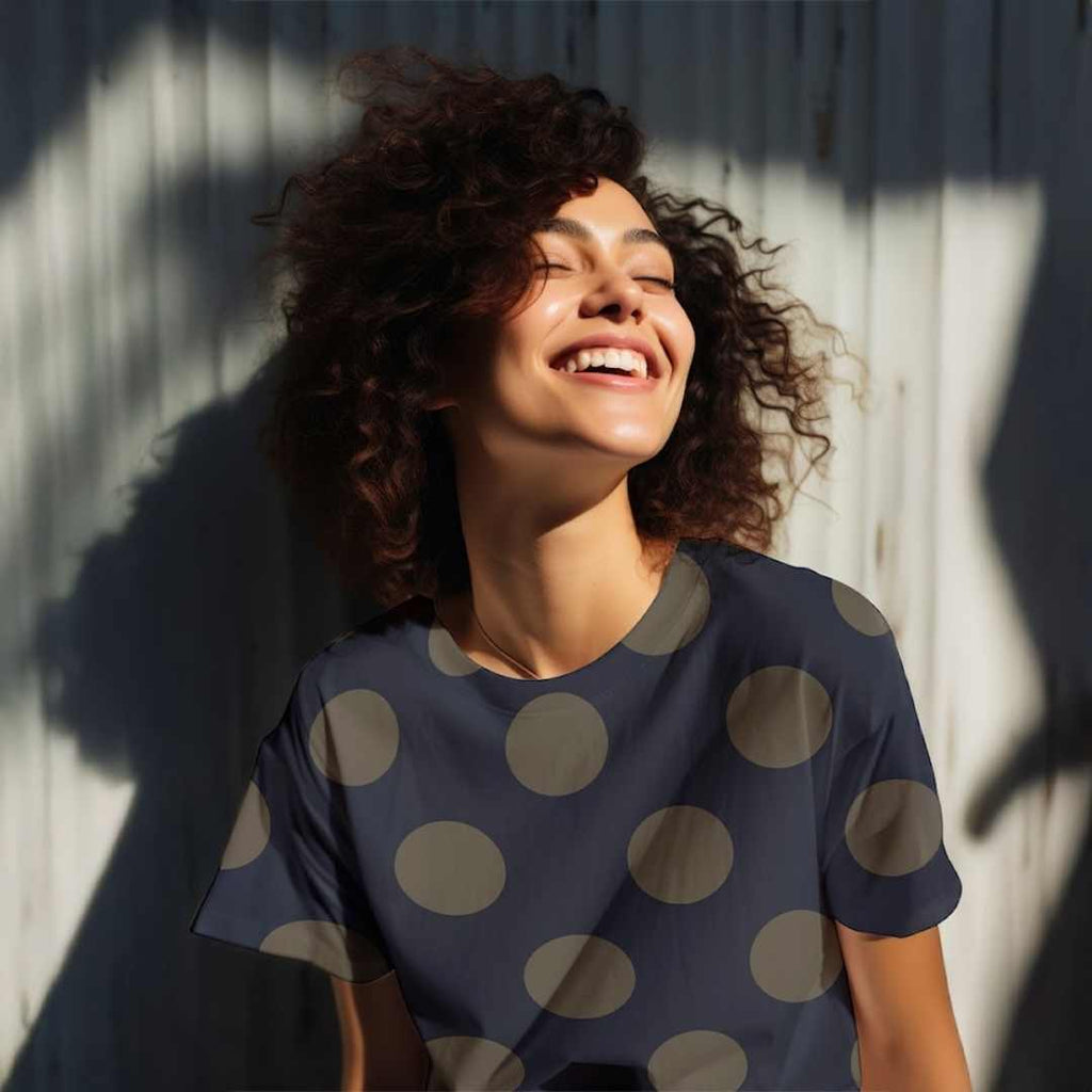 Light & Lush Viscose - Large Dot - Navy/Khaki