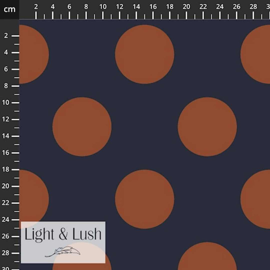 Light & Lush Viscose - Large Dot - Navy/Rust