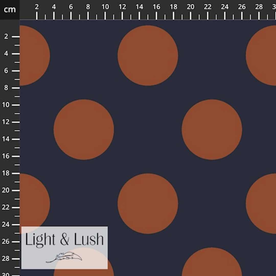 Light & Lush Viscose - Large Dot - Navy/Rust