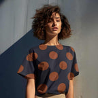 Light & Lush Viscose - Large Dot - Navy/Rust