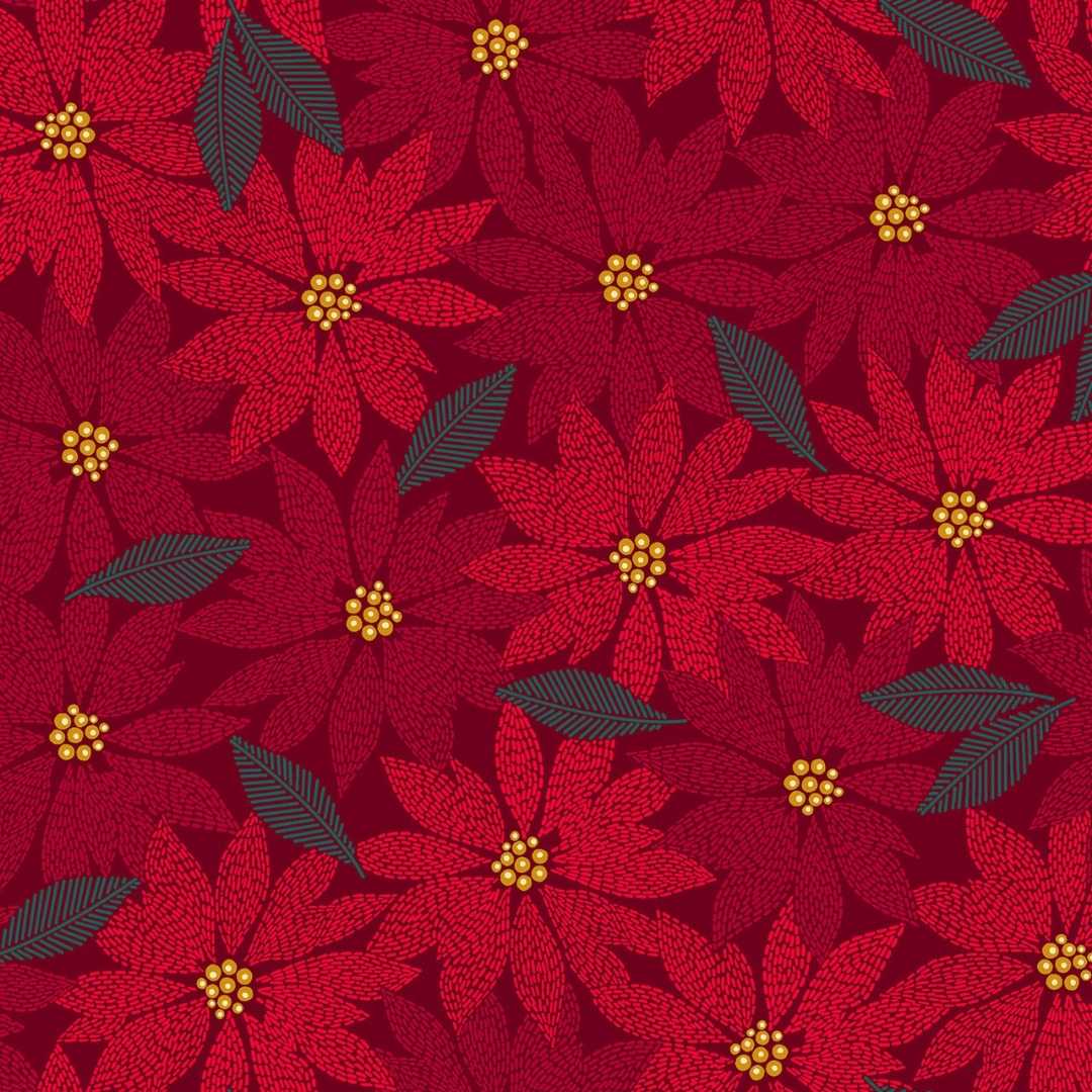 Holiday Stitches - Stitched Pointsettia - Red