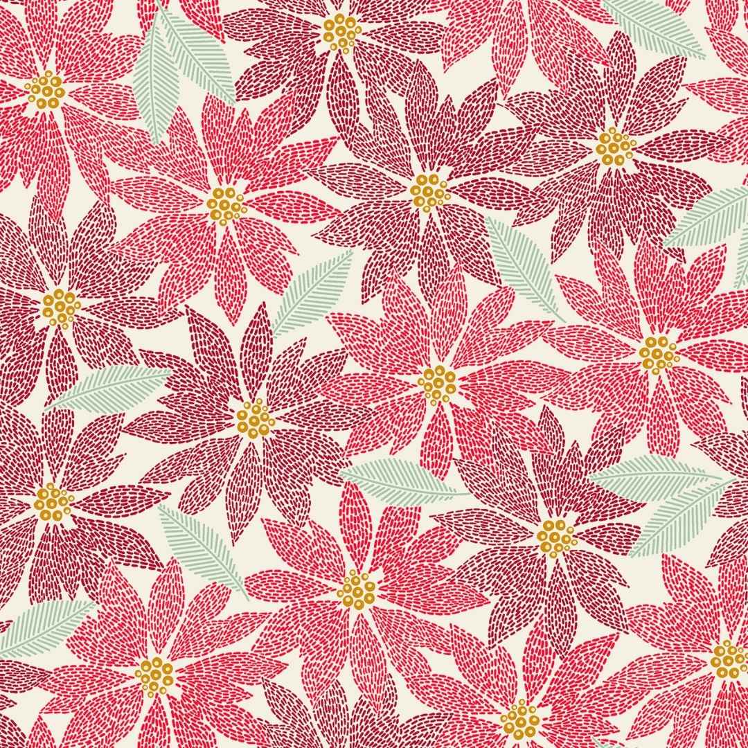 Holiday Stitches - Stitched Pointsettia - Cream