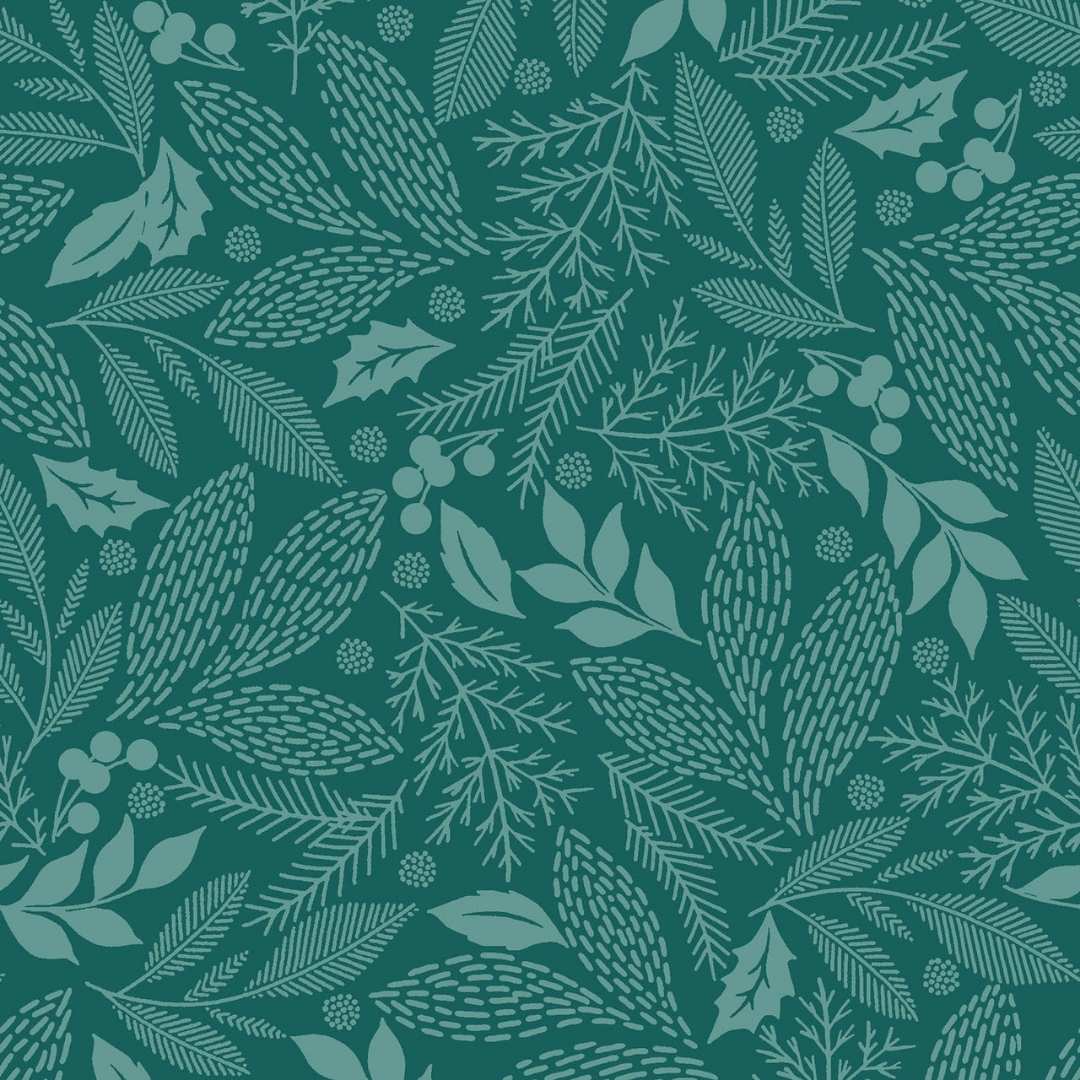 Holiday Stitches - Stitched Evergreens - Deep Green