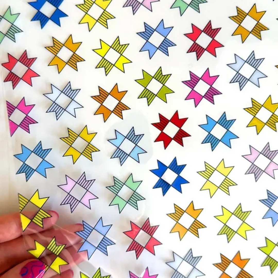 Clear Vinyl - Patchwork Stars - 12" x 25"