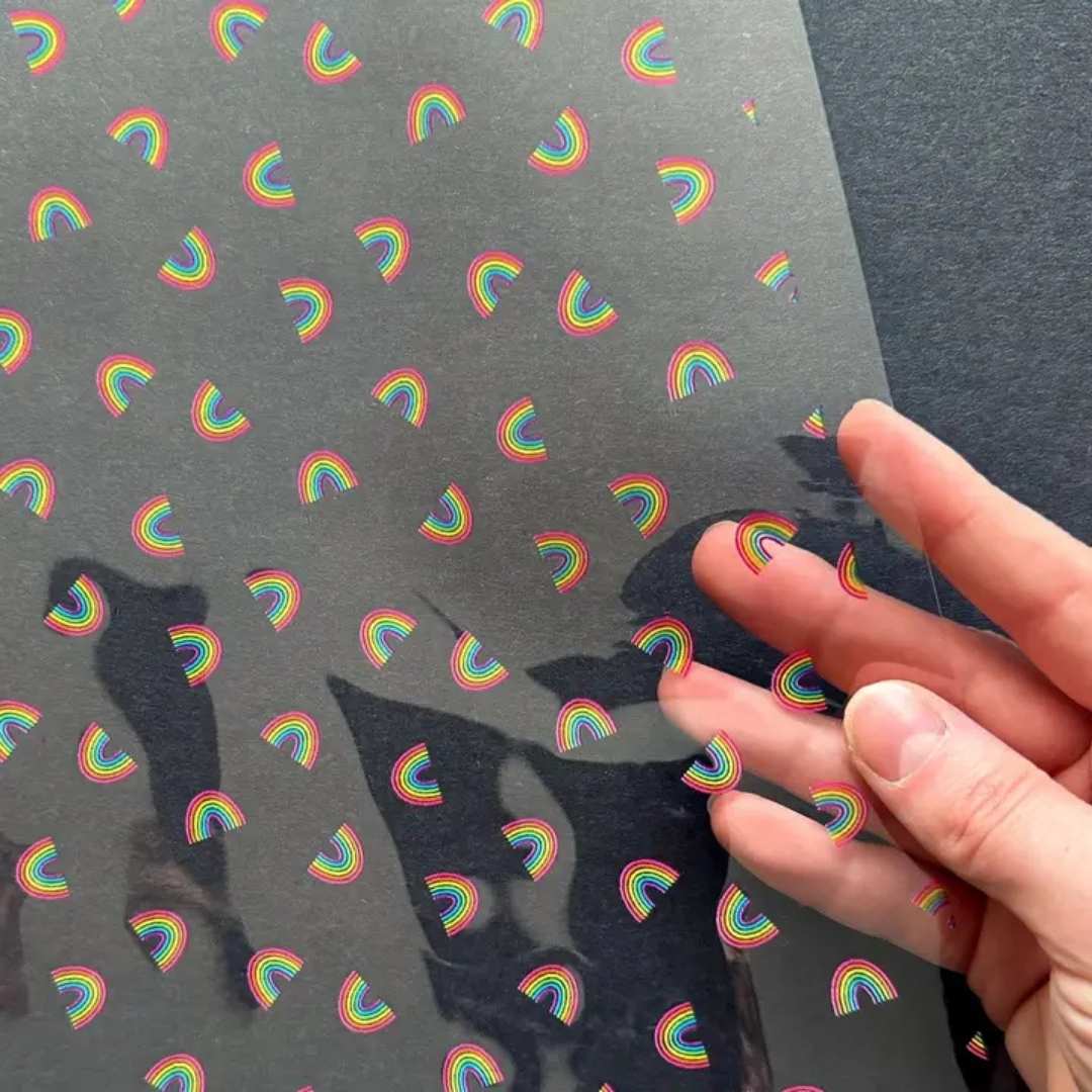Clear Vinyl - Rainbow Toss - 12" x 25"