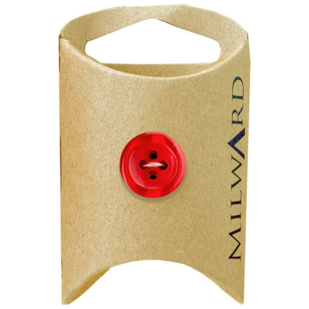 15mm Red Poly 4-Hole Shiny Buttons - 6 Pack