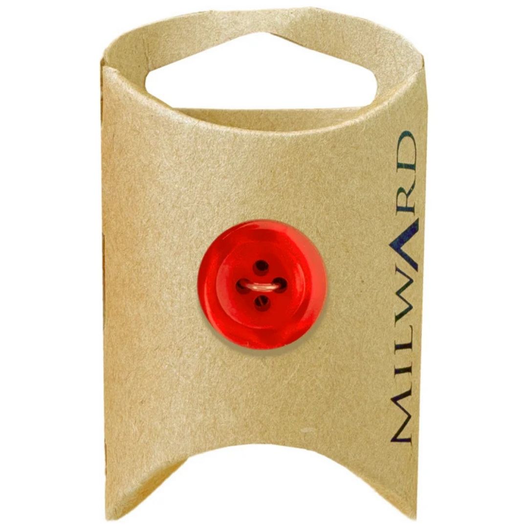18mm Red Poly 4-Hole Shiny Buttons - 4 Pack