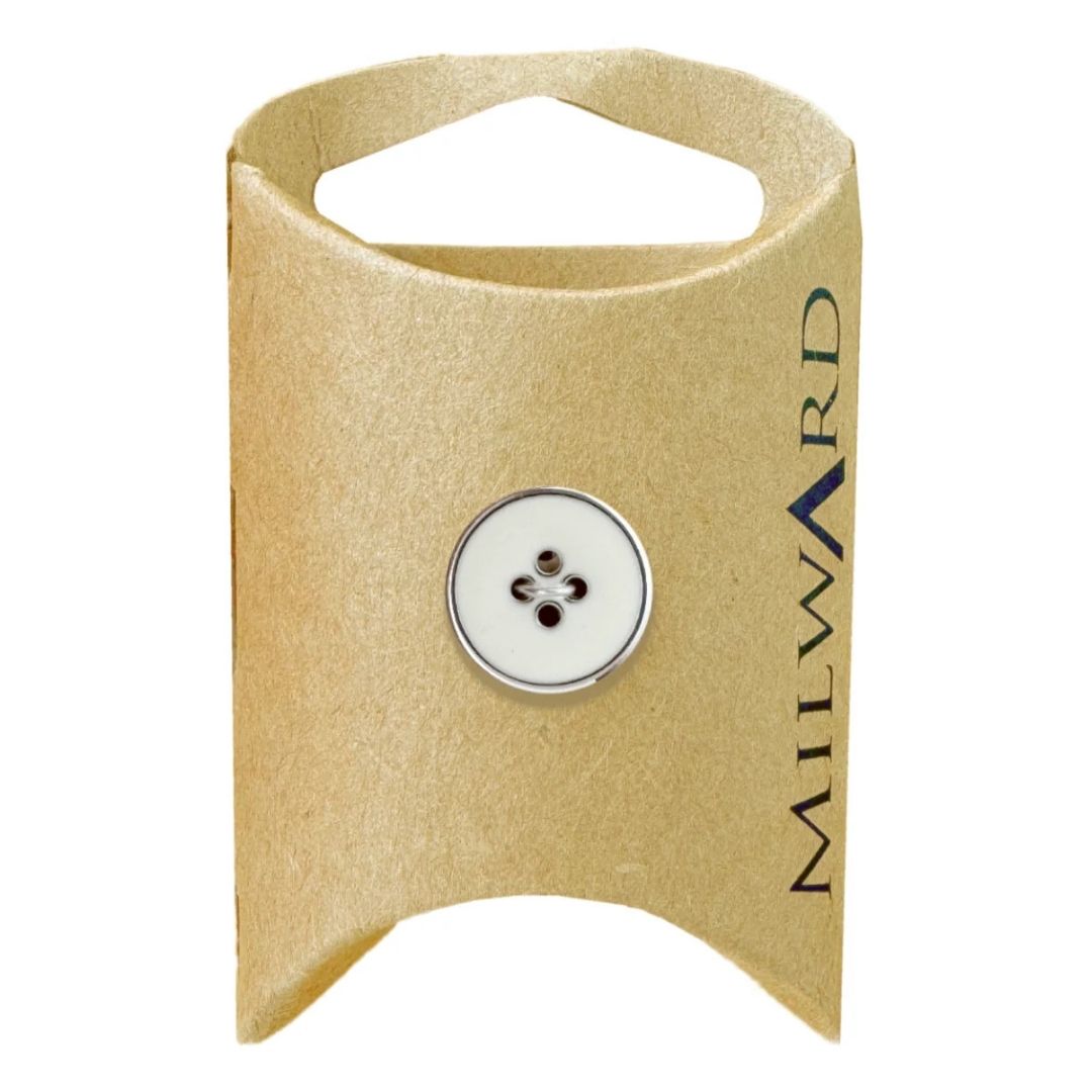 15mm Silver Rim Zinc Alloy 4-Hole Buttons - 5 Pieces