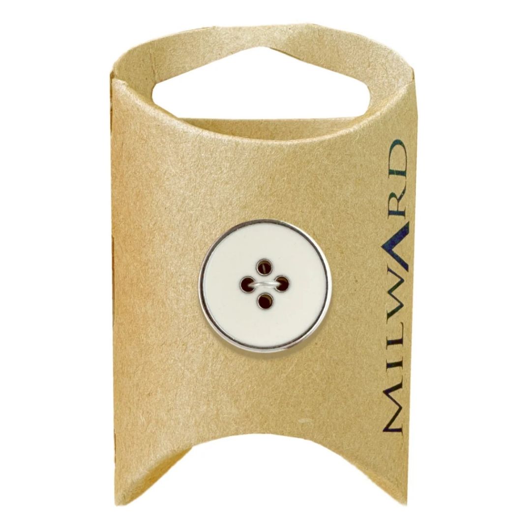 20mm Silver Rim Zinc Alloy 4-Hole Buttons - 4 Pieces