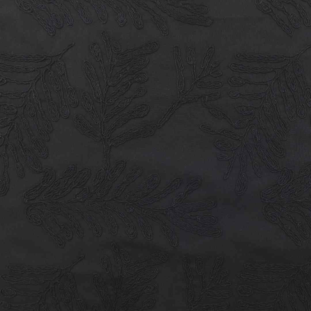 Embroidered Palms Cotton - Black