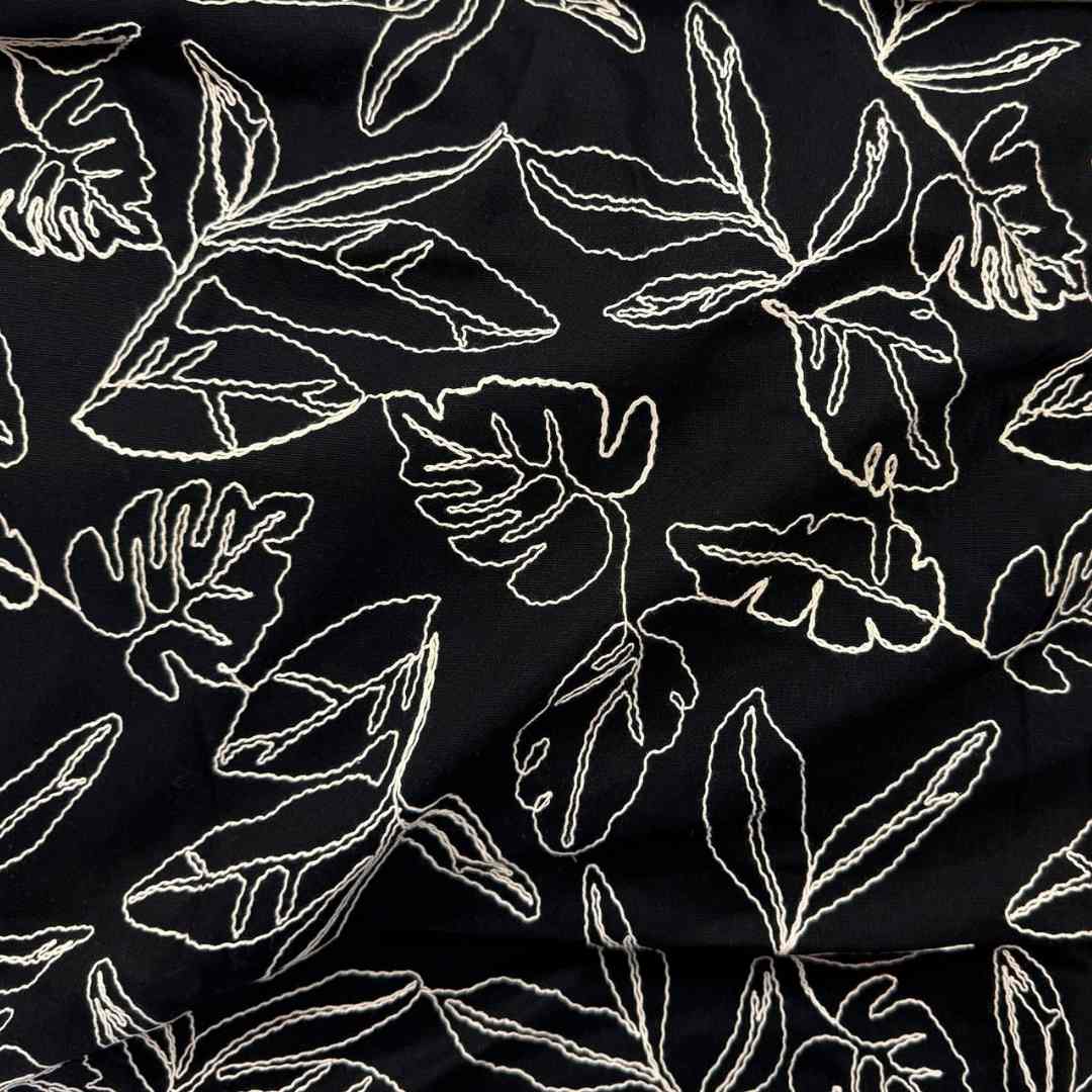 Capri Embroidered Linen Blend - Black