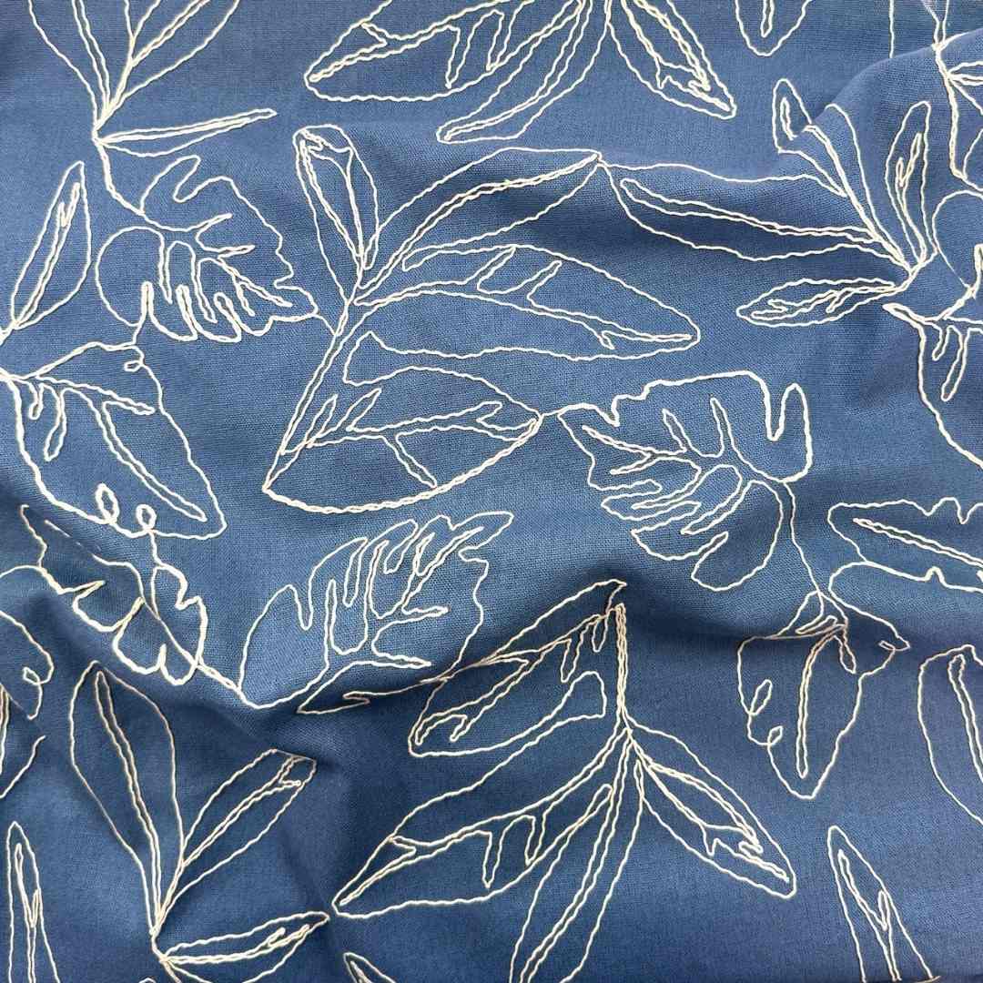 Capri Embroidered Linen Blend - Denim