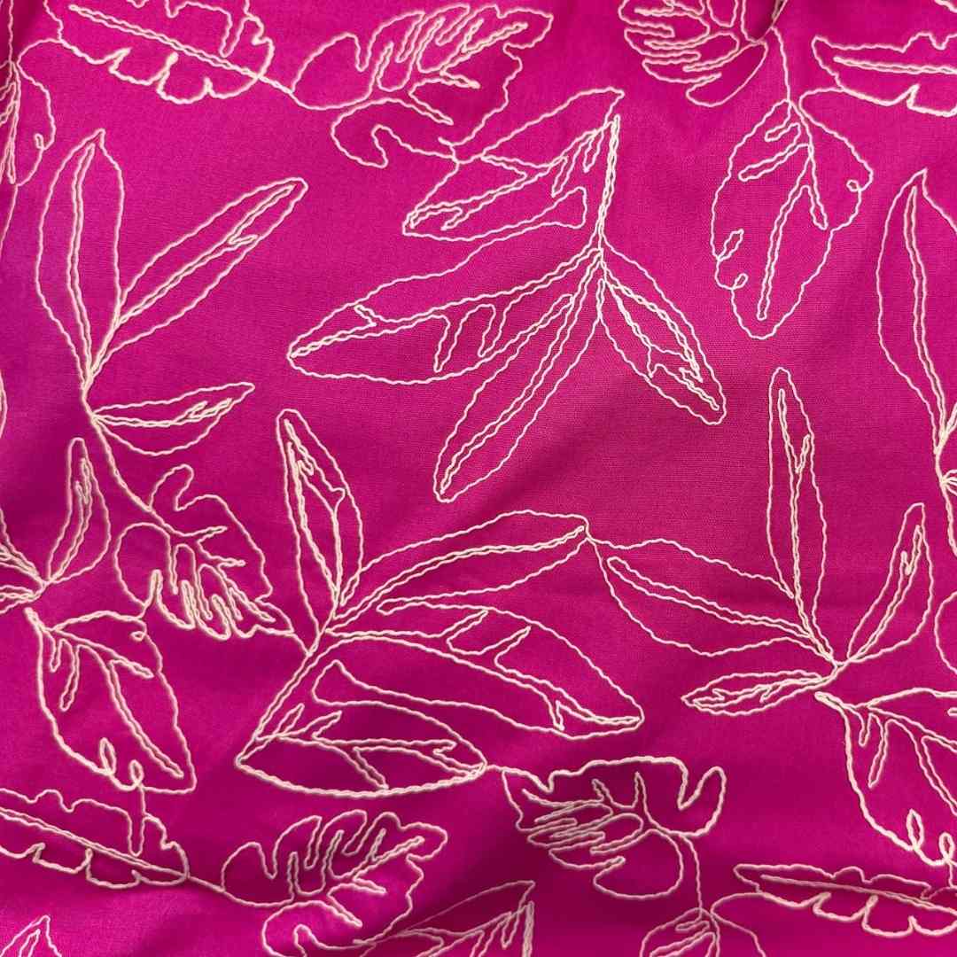 Capri Embroidered Linen Blend - Fuschia