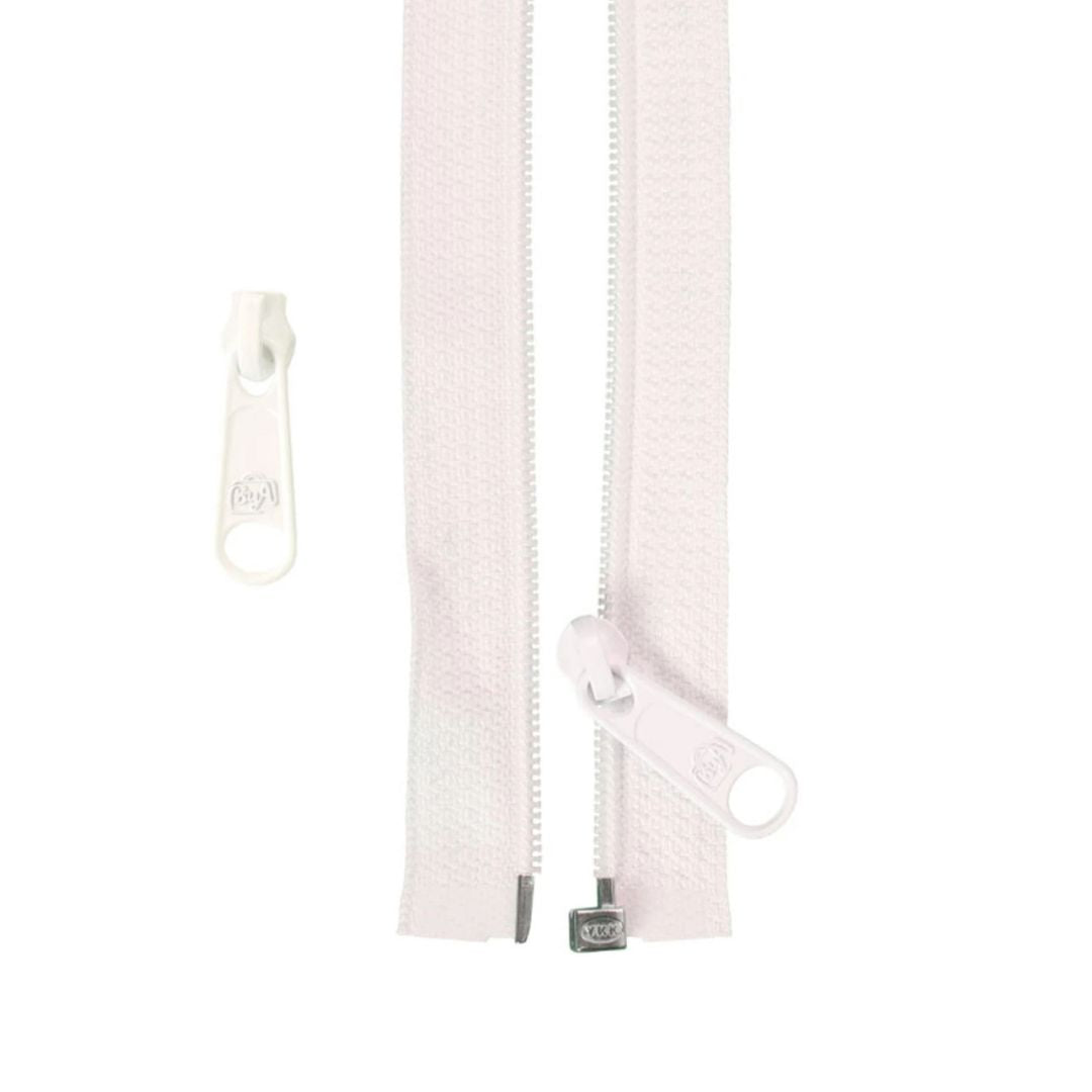 50" Separating Zipper - White
