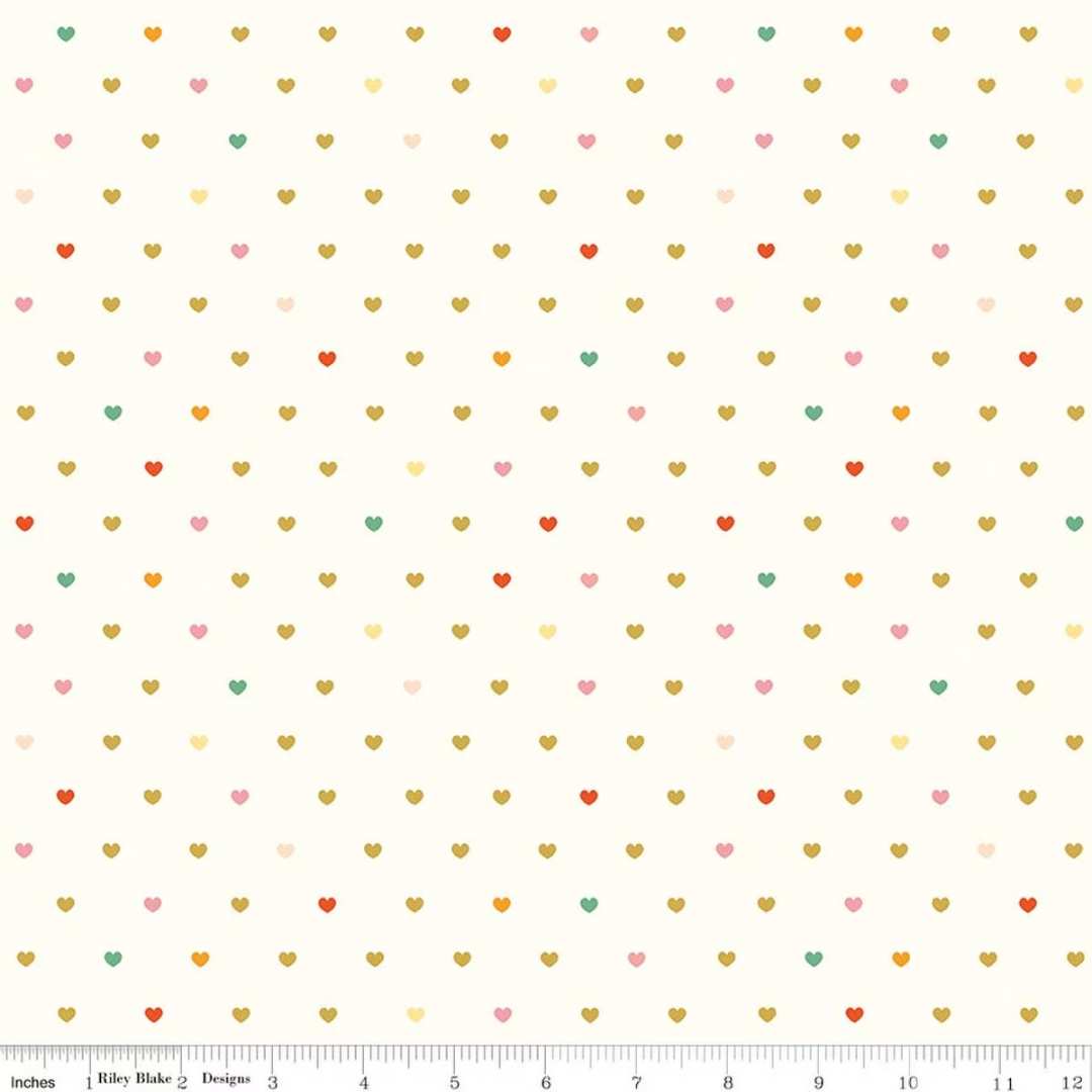 Serendipity Flannel - Hearts Cream