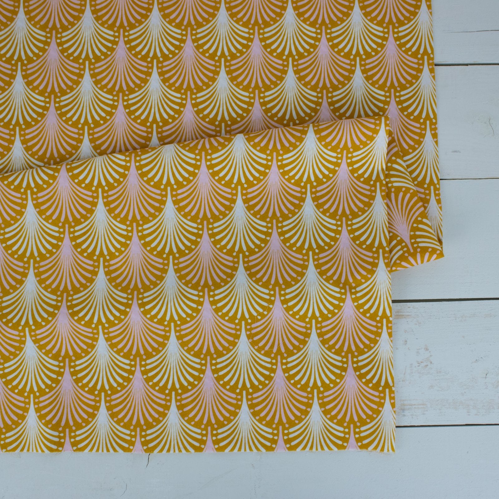 Italian Cotton Print - Pink/Butterscotch Geometric
