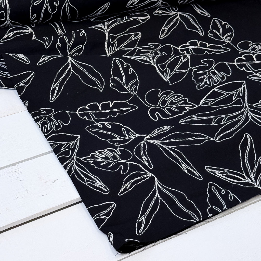 Capri Embroidered Linen Blend - Black