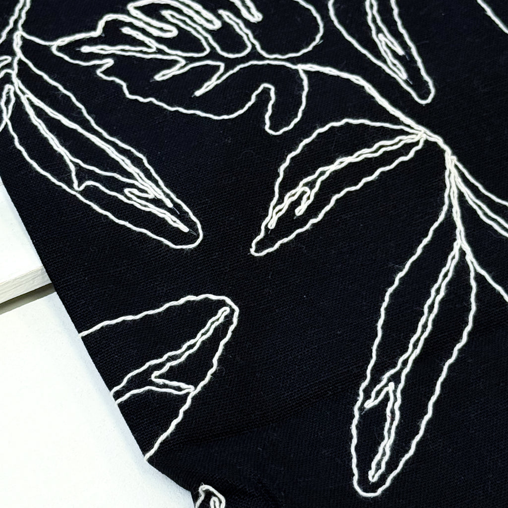 Capri Embroidered Linen Blend - Black