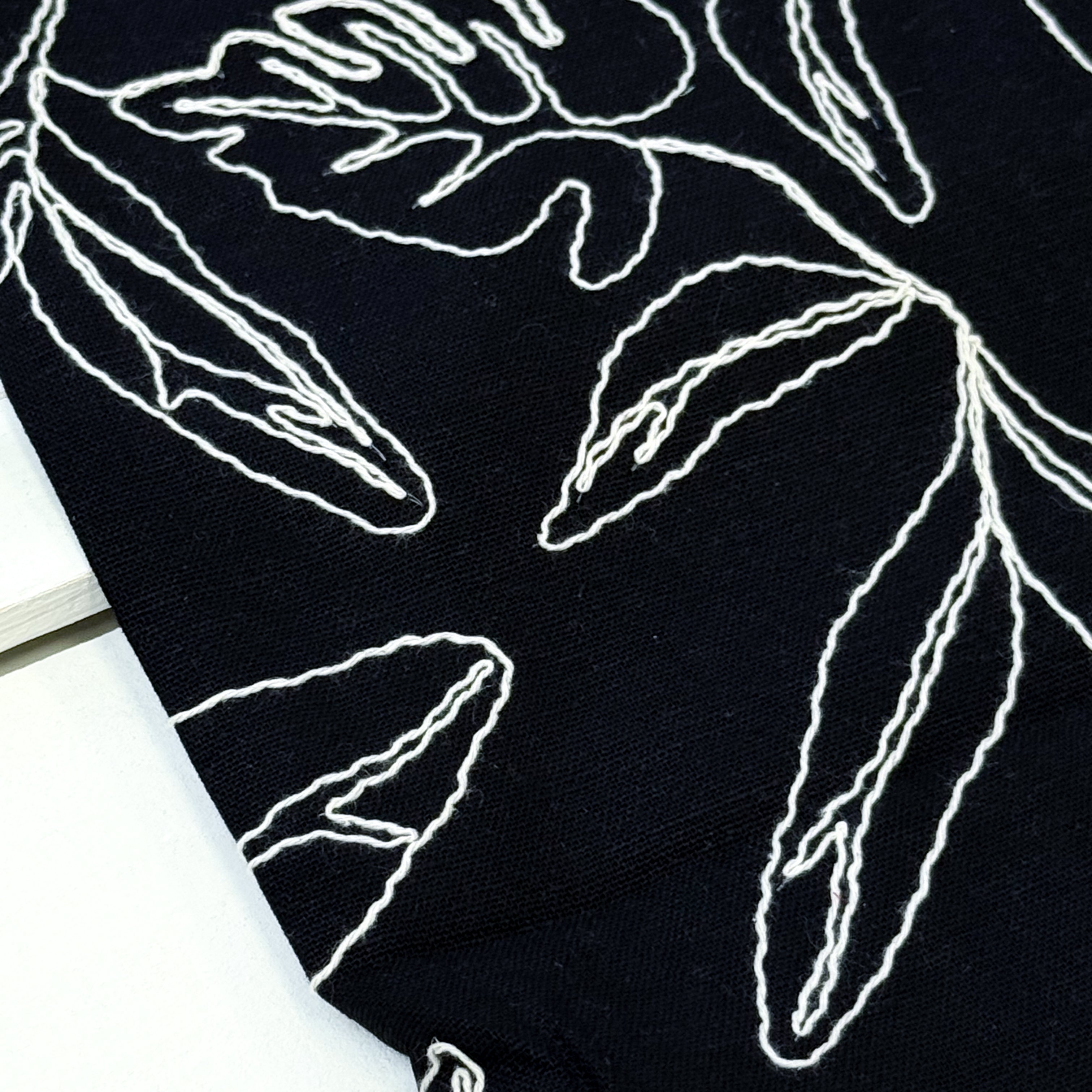 Capri Embroidered Linen Blend - Black