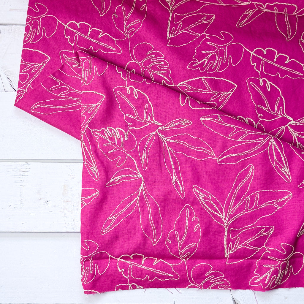 Capri Embroidered Linen Blend - Fuschia