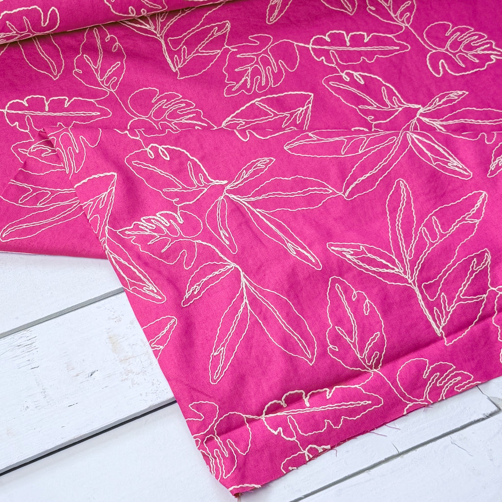 Capri Embroidered Linen Blend - Fuschia