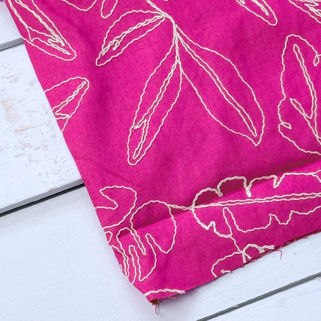 Capri Embroidered Linen Blend - Fuschia