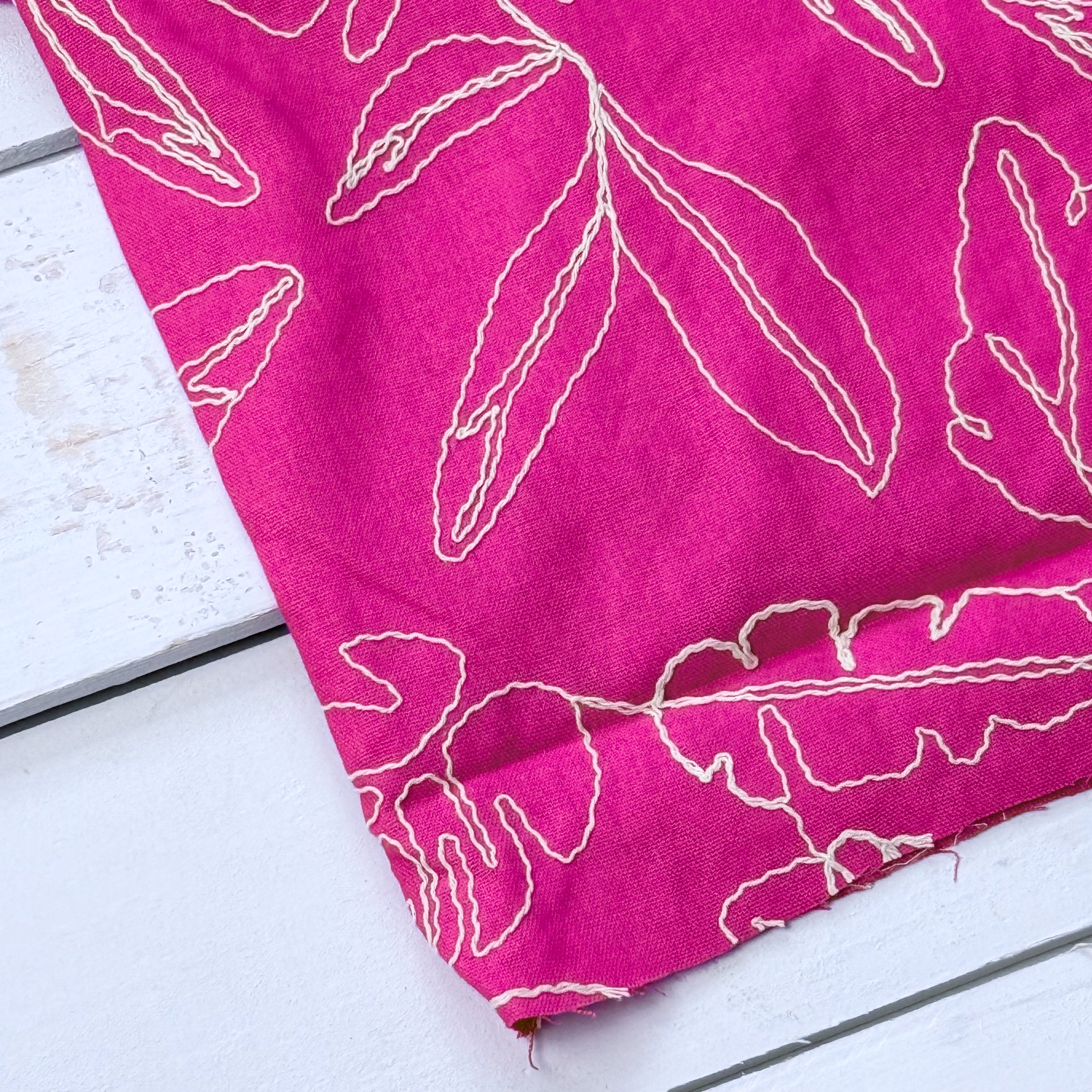 Capri Embroidered Linen Blend - Fuschia