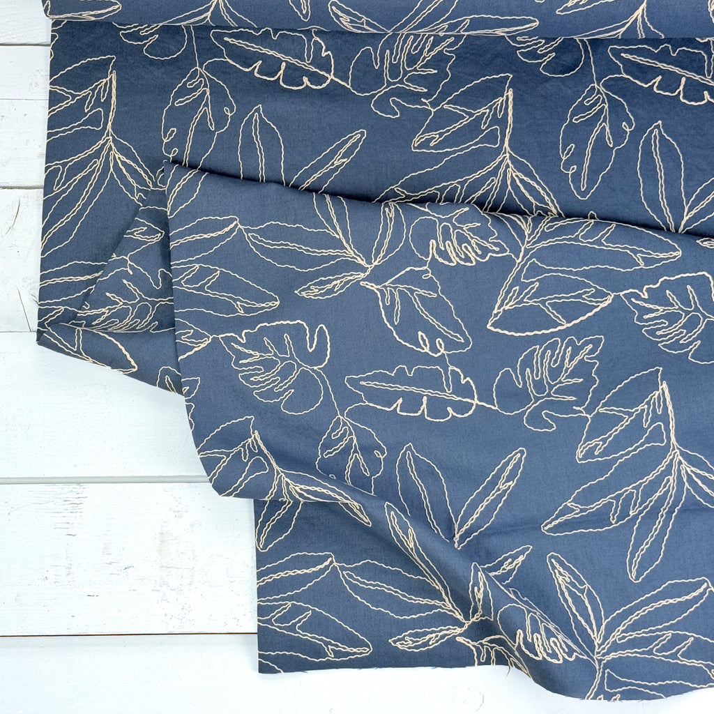 Capri Embroidered Linen Blend - Denim