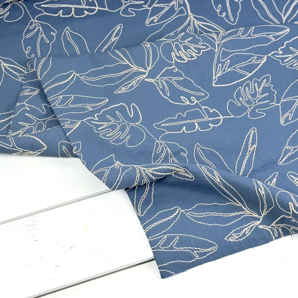 Capri Embroidered Linen Blend - Denim