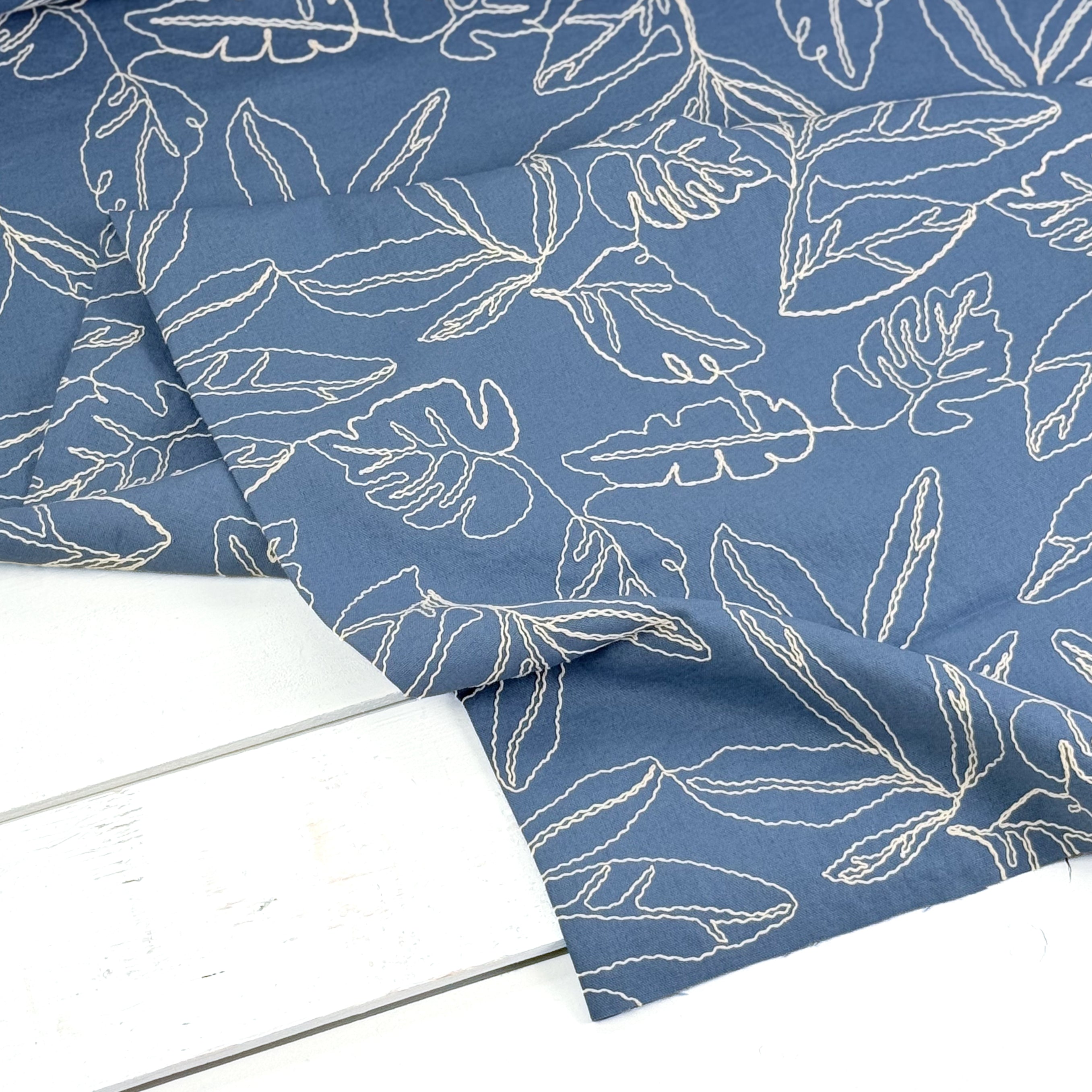Capri Embroidered Linen Blend - Denim