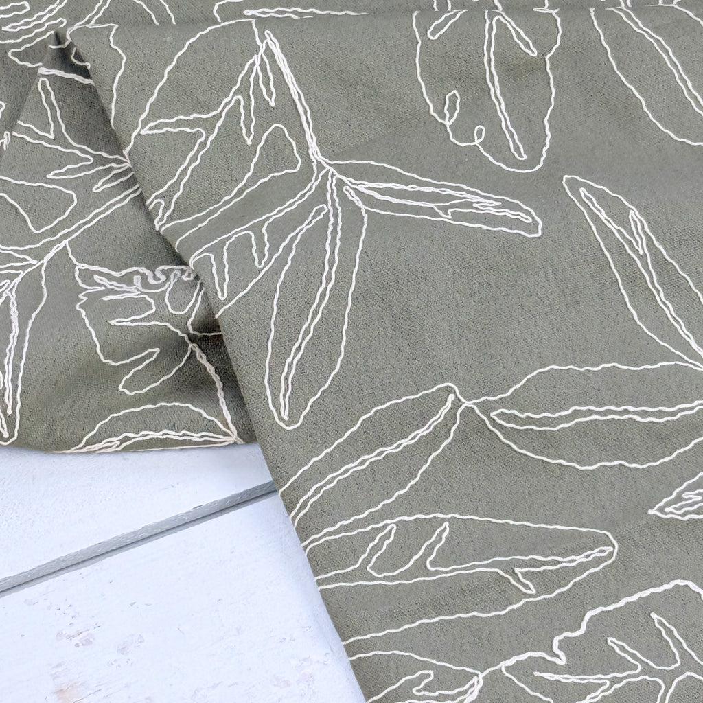 Capri Embroidered Linen Blend - Sage