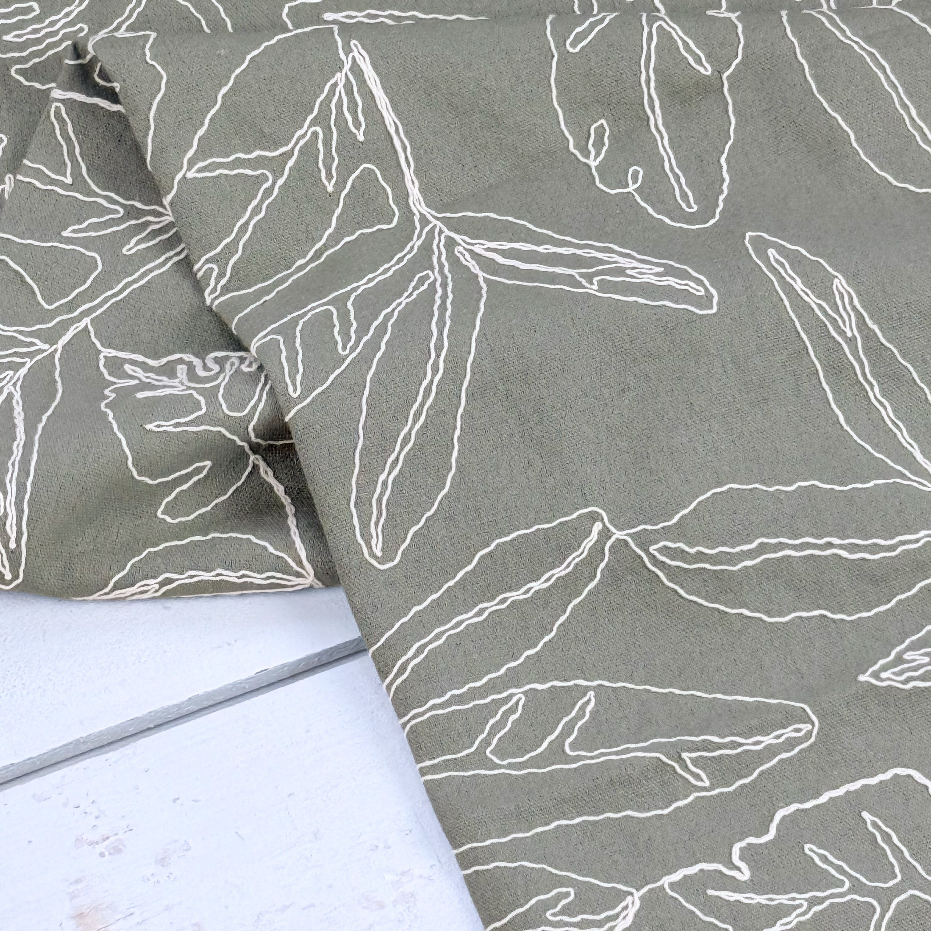 Capri Embroidered Linen Blend - Sage