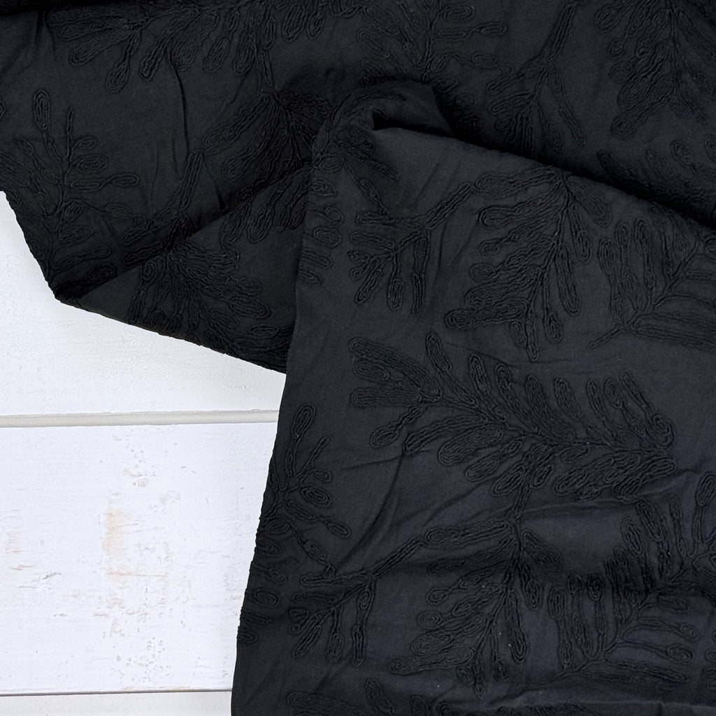 Embroidered Palms Cotton - Black