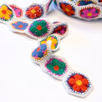 Crochet Floral Trim - 2.3" Wide - Hexagonal - White