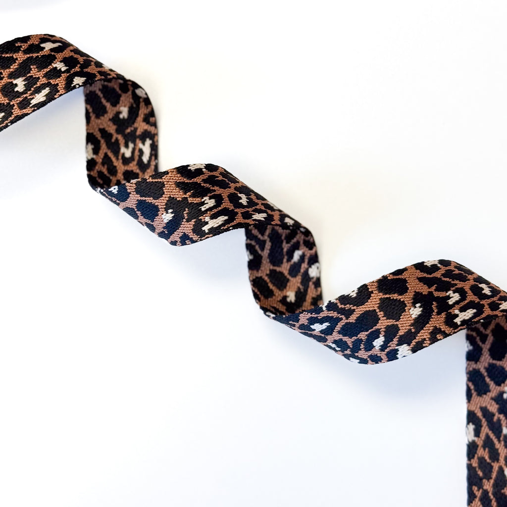 Animal Print Webbing - 1-1/2" wide - Caramel/Black